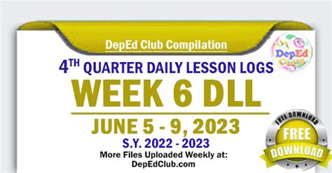 Week 6 Quarter 4 Daily Lesson Log June 5 9 2023 DLL Update