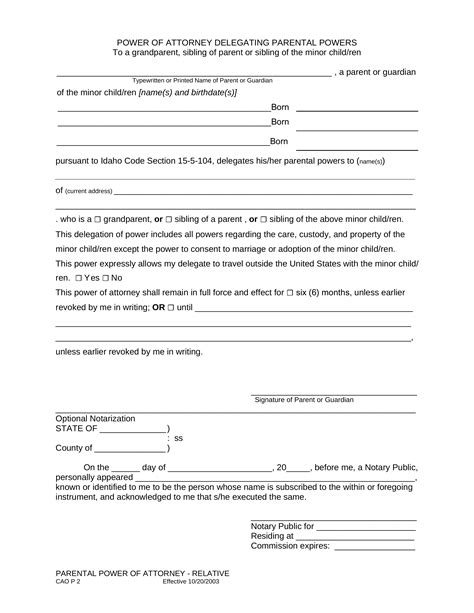 Free Printable Minor Power Of Attorney Form Printable Forms Free Online