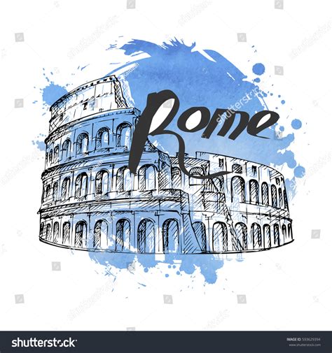 Coliseum Hand Drawn Sketch Stock Vector Royalty Free 593629394
