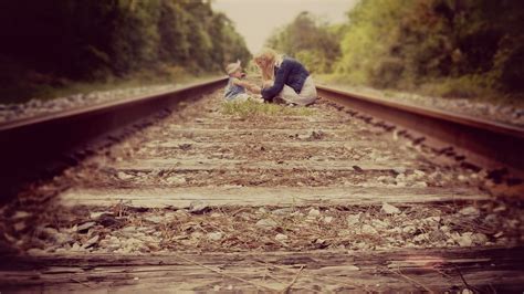 Train Track Photoshoot Mother And Daughter Photo Denim Outfit