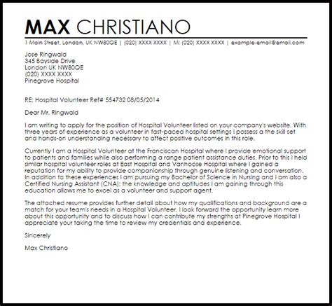 cover letter template volunteer position cover letter
