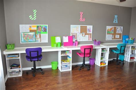 Love These Built In Desks For Each Kid Homeschool Room Design Kids