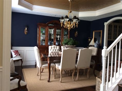 Navy Dining Room With Touches Of Gold Dining Room Navy Dining Room