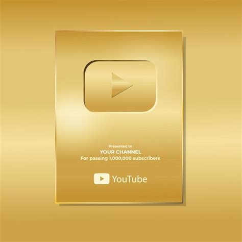 Diseño Realista Del Ejemplo Del Botón De Oro De Youtube Vector Premium
