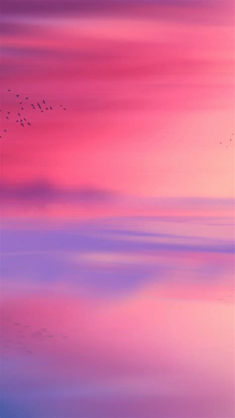 Download Sunset Nature Horizon Reflections 1080x1920 Wallpaper