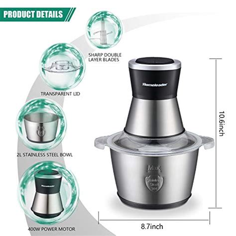 Electric Food Chopperhomeleader 8 Cup Food Processor2l Stainless