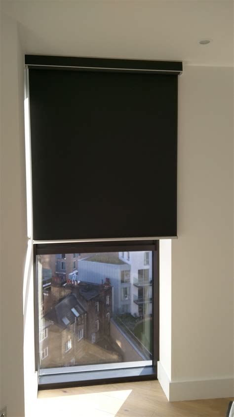 Blackout Roller Blind With Matching Pelmet Fitted Outside The Recess
