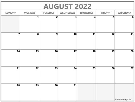 August 2022 Calendar Free Printable Calendar