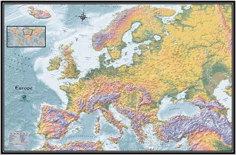 Europe Physical Wall Map By Outlook Maps Mapsales