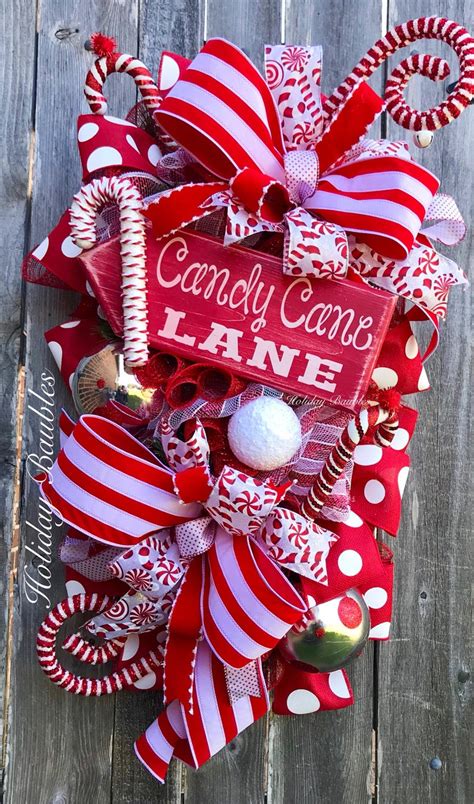 Candy Cane Swag Christmas Swag Christmas Wreath Candy Cane Etsy