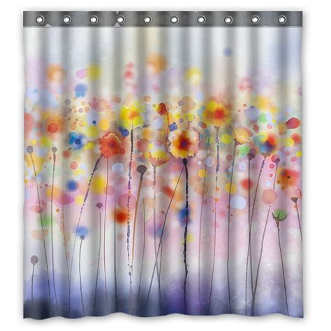 Phfzk Watercolor Flower Shower Curtain Flowers In Soft Colors And