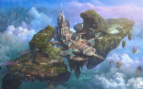 Castle In The Sky By SangSubKim Fantasy City Fantasy Castle Fantasy Places Fantasy World