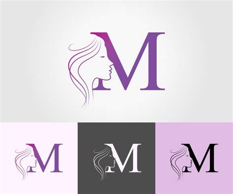 Premium Vector M Letter Beauty Face Hair Salon Logo Design Vector