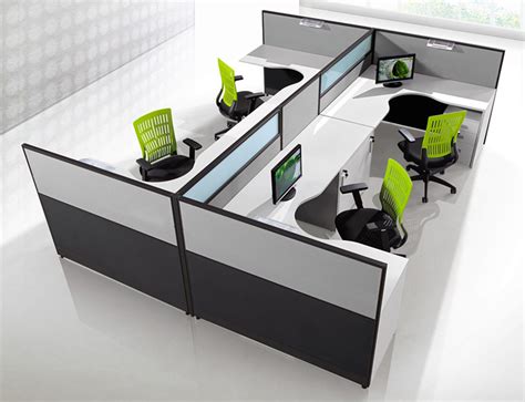 32mm Modern Office Cubicles For 4 Seats