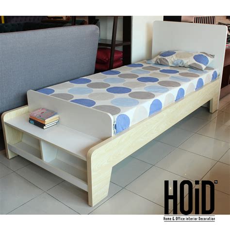 Saman Single Bed With Storage Shelf In Lamination Pressing Hoidpk