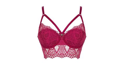 Boux Avenue Odette Deco Lace Longline Bra Sexy Red Lingerie For All
