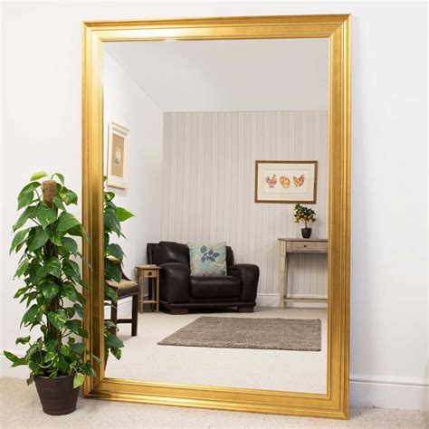Extra Large Gold Coloured Modern Big Leaner Wall Mirror New