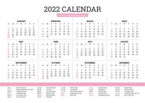 Printable 2022 Calendar Templates With Holidays Vl Calendar