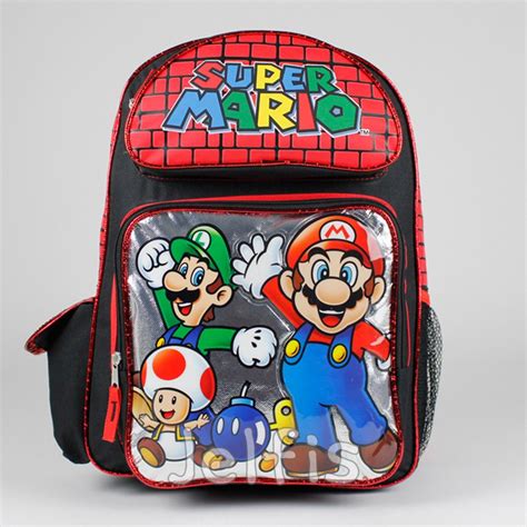 Super Mario Bros Backpack Luigi Mushroom Brick 16 Large