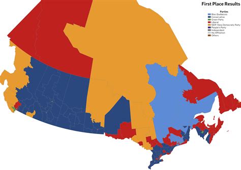 Map Loop Of First Second Third And Fourth Places In All Ridings Canada