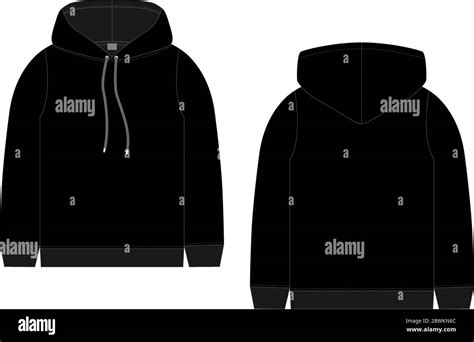Technical Sketch For Men Black Hoodie Mockup Template Hoody Front And