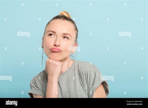 Thoughtful Woman Pout Duckface Facial Expression Stock Photo Alamy