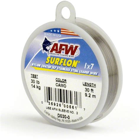 Afw D060 0 Surflon Nylon Coated 1x7 Stainless Leader Wire 60 Lb