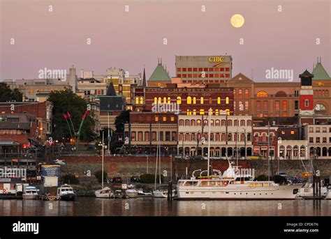 Full Moon Rising Over Victoria City Skyline Victoria British Columbia