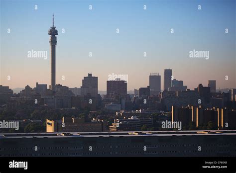 Johannesburg Skyline Telkom Tower In Early Morning Light Stock Photo