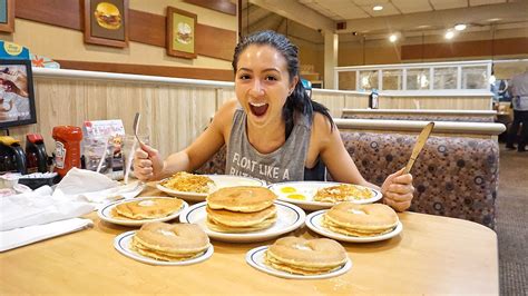 All You Can Eat Pancake Challenge Girl Vs Pancakes Youtube