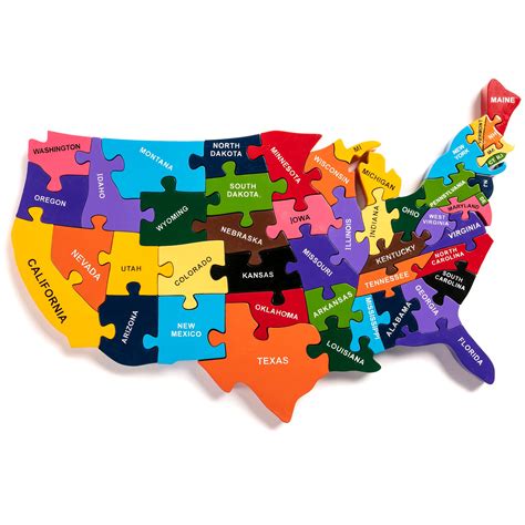 Map Of Usa Handcrafted Wooden Jigsaw Puzzle Etsy