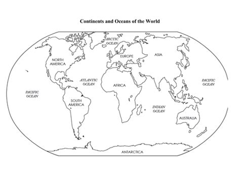 Blank World Map To Label Continents And Oceans By Indigo987 Teaching