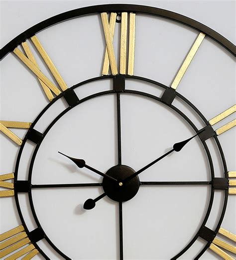 Buy Black And Gold Metal 20 Inch Wall Clock By Craftter Online Vintage