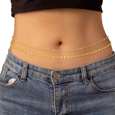 Amazon Wriidy Layered Beads Waist Chain Gold Multilayer Belly