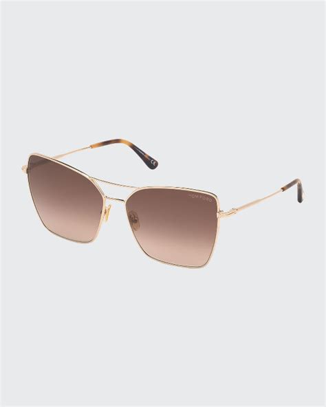 tom ford sye 61mm butterfly aviator sunglasses in rose gold gradient brown modesens