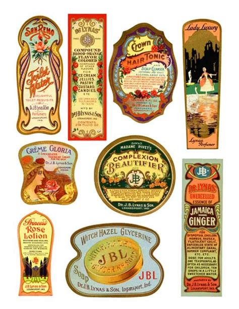 Digital Image Colorful Vintage Cosmetic And Spice Labels Sheet Etsy