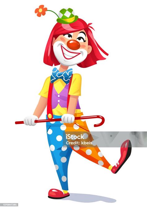 Cheerful Female Clown Dancing Stock Illustration Download Image Now