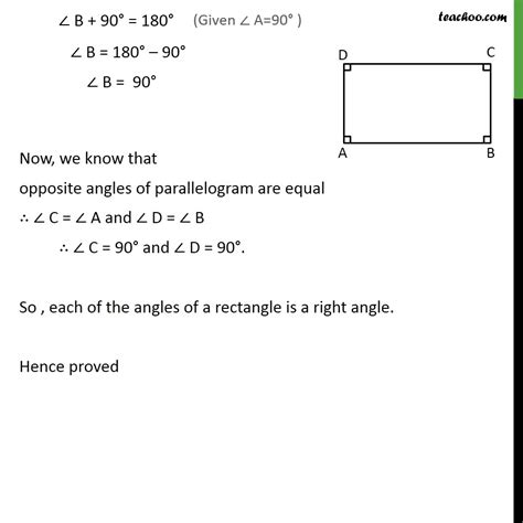 Example 1 Show That Each Angle Of Rectangle Is Right Angle Example