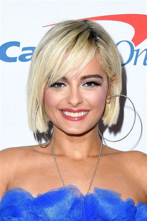 Bebe Rexha Blonde Bob With Bangs Pretty Blonde Hair Short Hair Styles