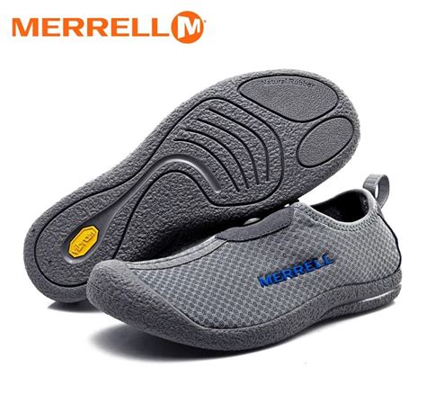 Original Merrell Breathable Men Air Mesh Outdoor Slip On Aqua Shoes For Male Gray Light Sport