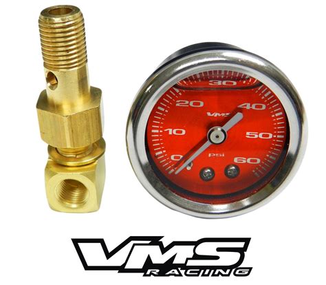 60 Psi Liquid Filled Fuel Pressure Gauge 0 60 Psi With Adapter For Hon