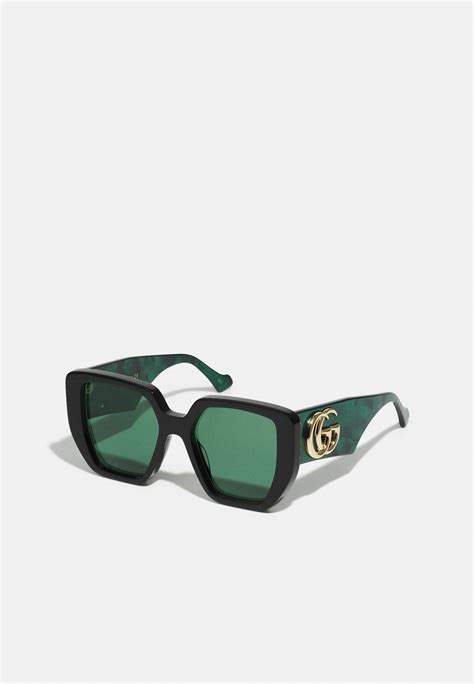 Gucci Gg Oversized Square Acetate Sunglasses Solbriller Blackgreensvart Zalandono