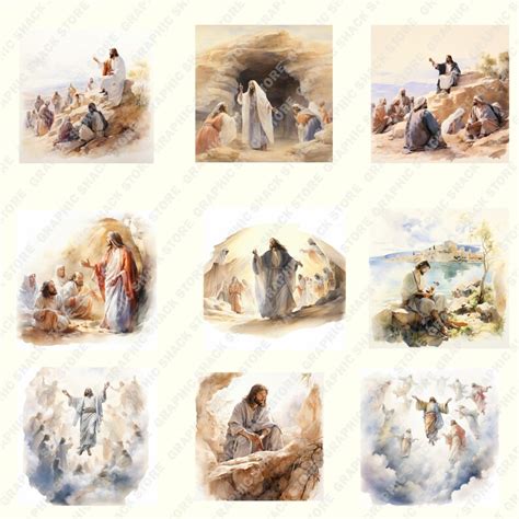 68 Water Color Jesus And 12 Disciples Clip Art Christian Religious