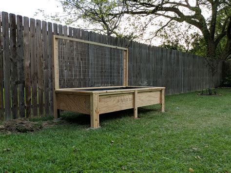 If your raised garden bed was six feet wide by six feet long, for example, you would not be able to reach the middle of the bed for weeding and pruning, and even watering might be a stretch. A raised 4' x 8' garden bed with trellis and legs ...