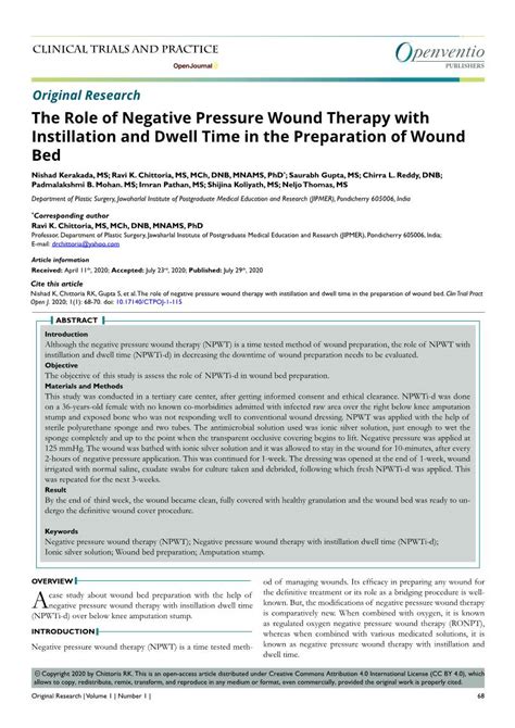 The Role Of Negative Pressure Wound Therapy With Instillation And Dwell