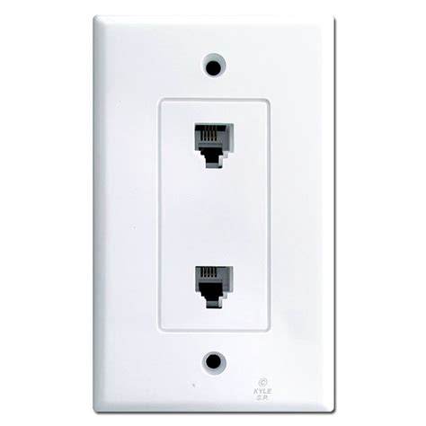 White Two Phone Jack Wall Cover Plates 26te24