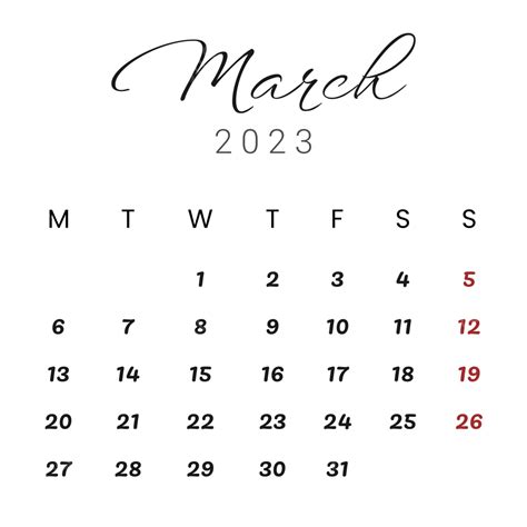 Gambar Kalendar Mac 2023 Dalam Gaya Minimalis Organik Mac 2023 Maret