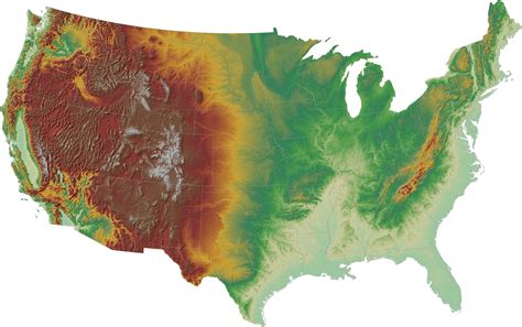 Topographic Hillshade Map Of The Usa [5000 X 3136] R Map Porn