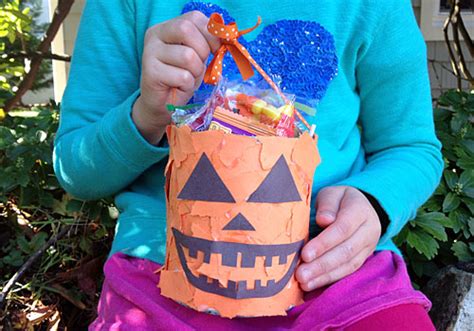 Halloween Kids Craft Torn Paper Pumpkin Baskets