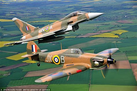 Typhoon Jet Joins Hurricane Above Lincolnshire In Battle Of Britain